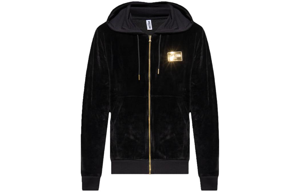 MOSCHINO Black Solid Color Zip-Up Hoodie Jacket A1706-9509-0555
