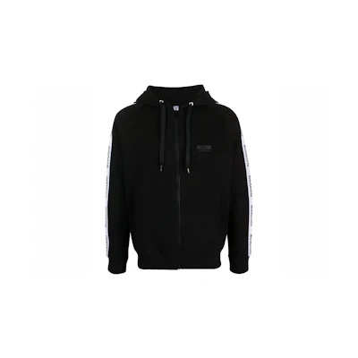MOSCHINO Black Solid Logo Print Zip-Up Hoodie A178-2441-3555