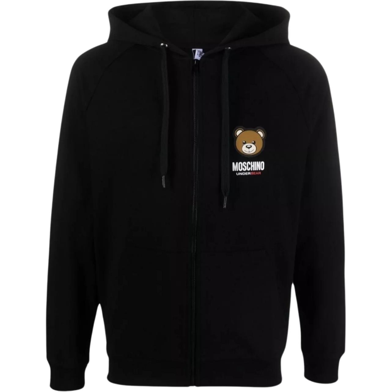 MOSCHINO Black Solid Print Hooded Jacket A1789-4413-0555