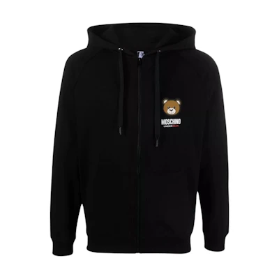 MOSCHINO Black Solid Print Hooded Jacket A1789-4413-0555