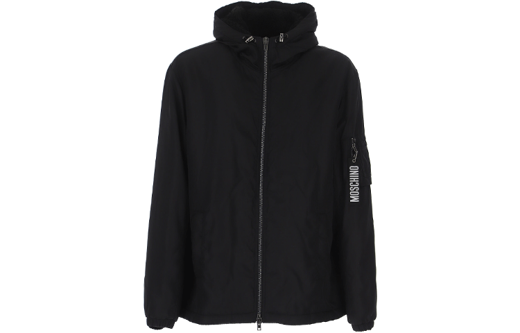 MOSCHINO Black Solid Zip-Up Hoodie Jacket with Print 0625-7015-2555