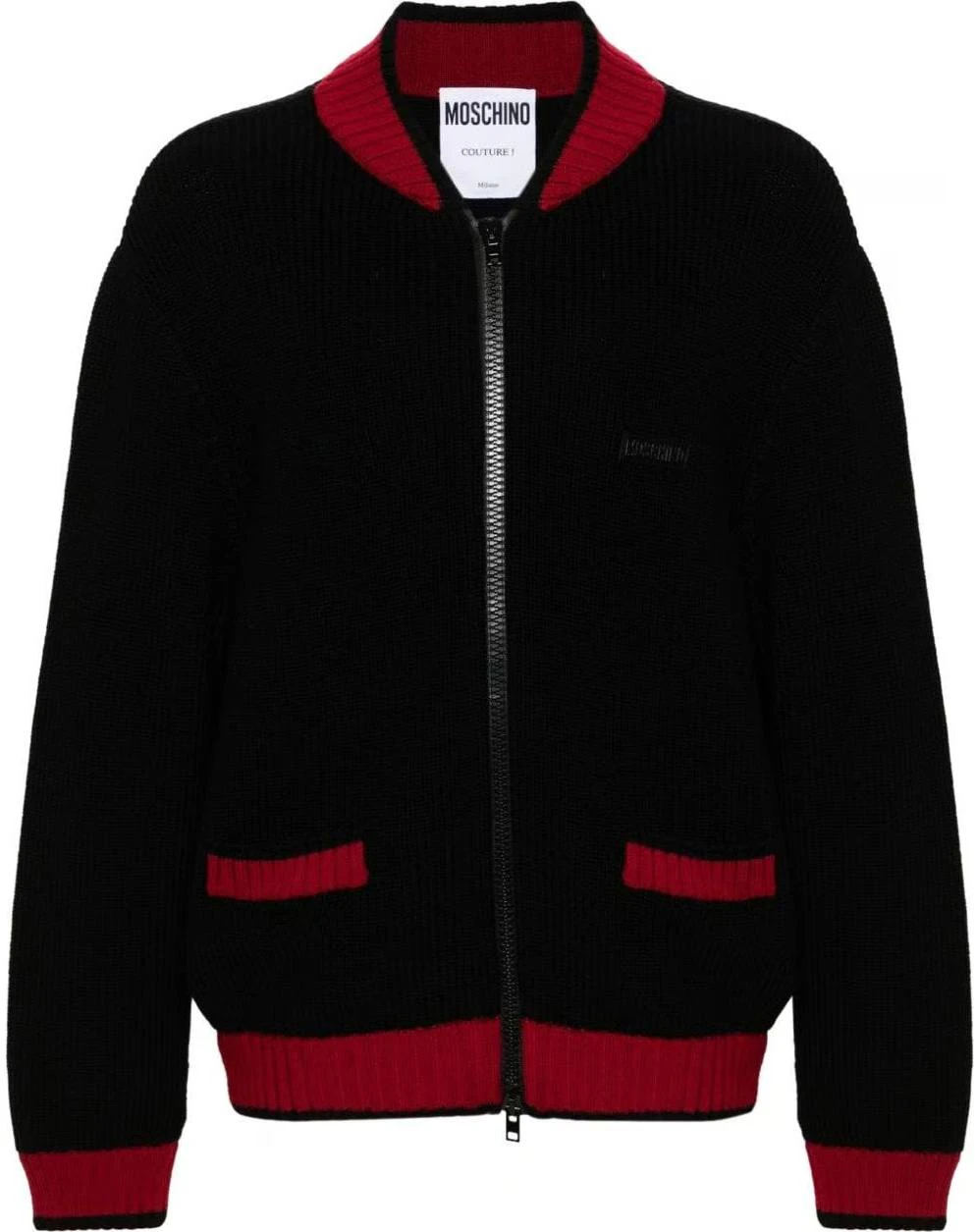 moschino-black-striped-knit-logo-patch-baseball-collar-jacket-a0918-7000-4555