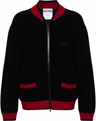 モスキーノ ブラックストライプ ロゴパッチ ニットベースボールジャケット A0918-7000-4555 Buy モスキーノ ブラックストライプ ロゴパッチ ニットベースボールジャケット A0918-7000-4555