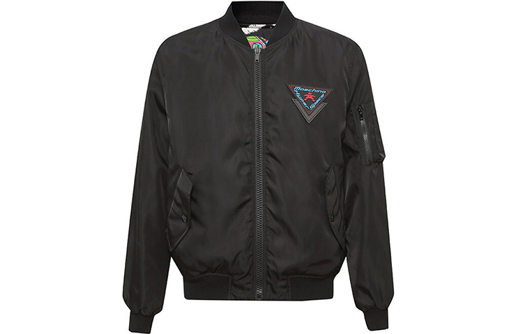 MOSCHINO Black Triangle Letter Graphic Casual Jacket A0606-2015-1555