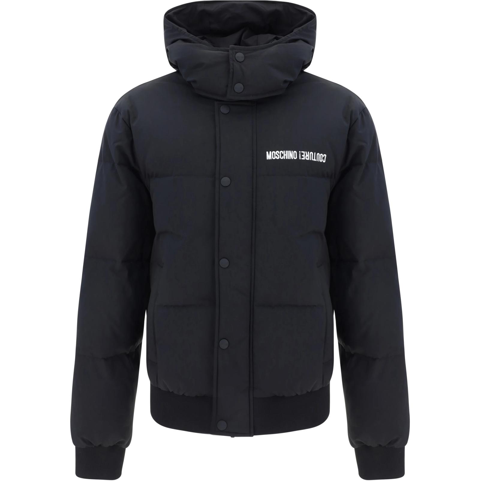 MOSCHINO Black Zip-Up Hoodie Jacket with Letter Print A0626-7017-1555