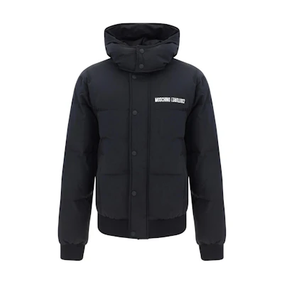 MOSCHINO Black Zip-Up Hoodie Jacket with Letter Print A0626-7017-1555