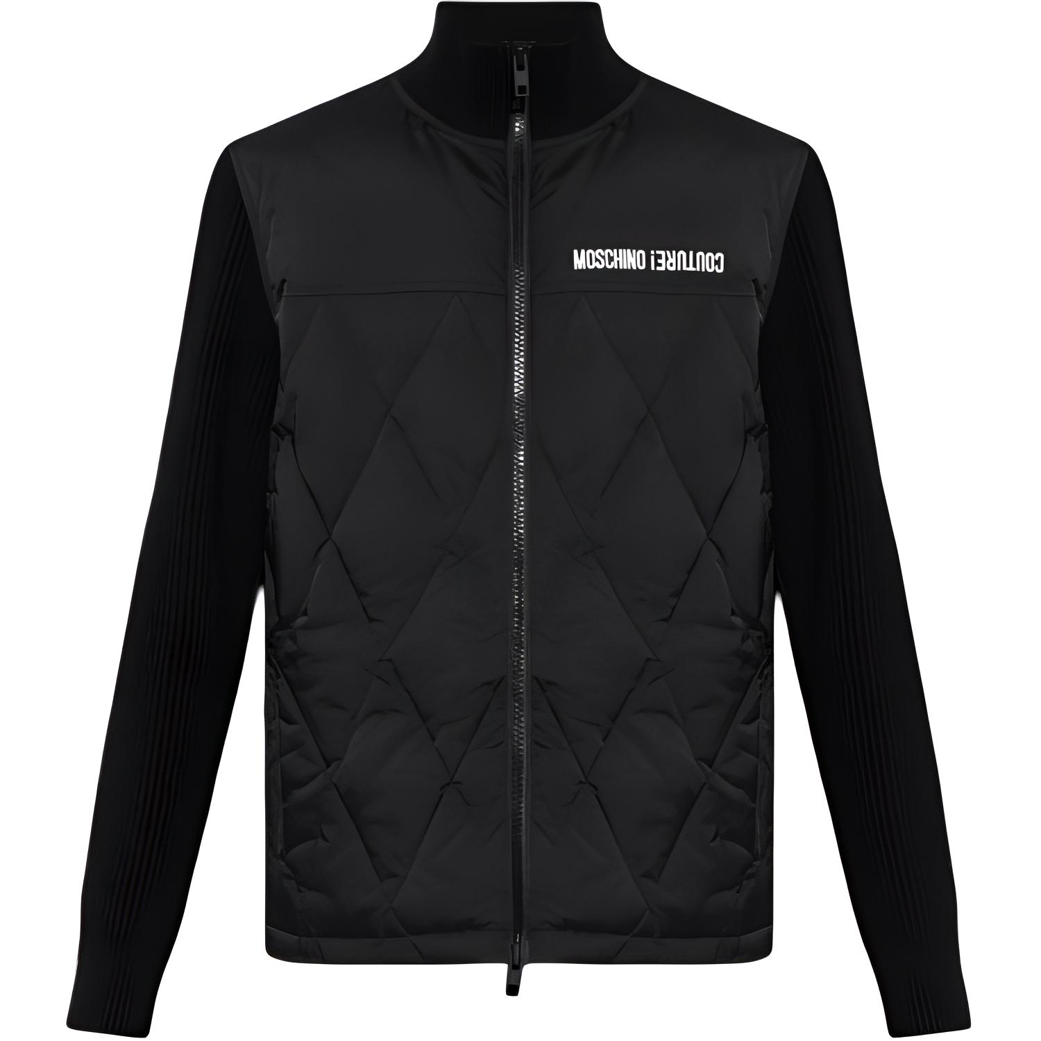 Moschino Black Zip-Up Letter Logo Jacket with Stand Collar A0624-7017-1555