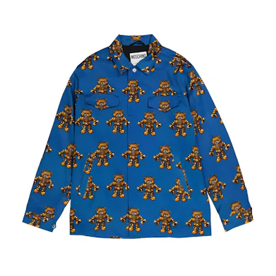 MOSCHINO Blue All-Over Print Button-Up Long Sleeve Jacket V0605-7050-1298