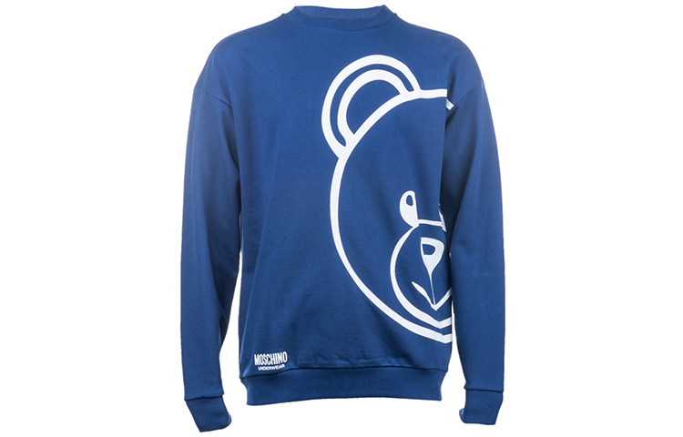 MOSCHINO Blue Cotton Sweatshirt with Teddy Bear Graphic A1716-8111-0290