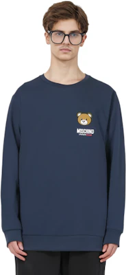 Moschino Blue Crewneck Pullover Sweatshirt with Animal Print Design A1288-4411-0290 Shop Moschino Blue Crewneck Pullover Sweatshirt with Animal Print Design A1288-4411-0290