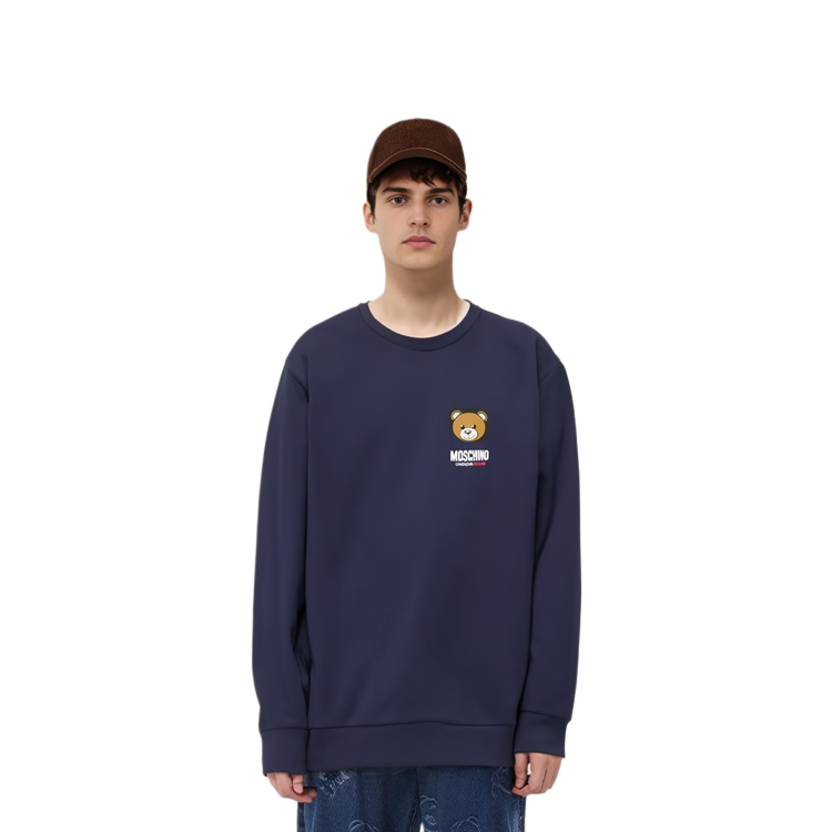 Purchase Moschino Blue Crewneck Pullover Sweatshirt with Animal Print Design A1288-4411-0290