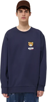 Moschino Blue Crewneck Pullover Sweatshirt with Animal Print Design A1288-4411-0290 Purchase Moschino Blue Crewneck Pullover Sweatshirt with Animal Print Design A1288-4411-0290