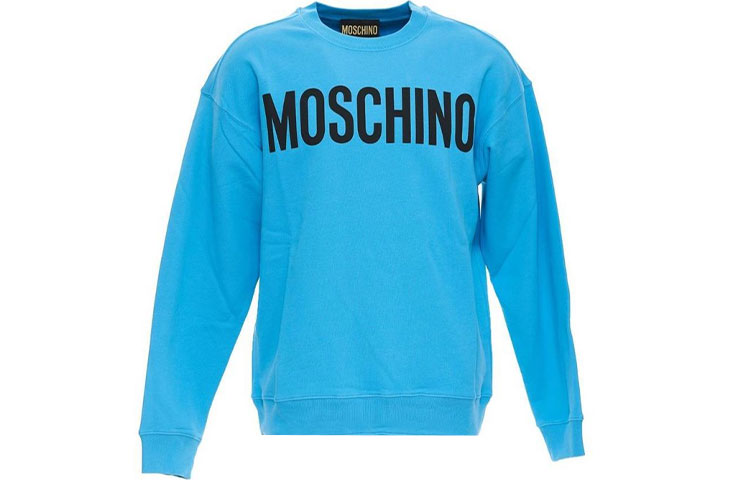 MOSCHINO Blue Crewneck Sweatshirt with Letter Logo Long Sleeves 1701-2028-1304
