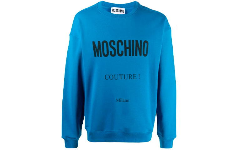MOSCHINO Blue Crewneck Sweatshirt with Logo Print 1730-5227-1298