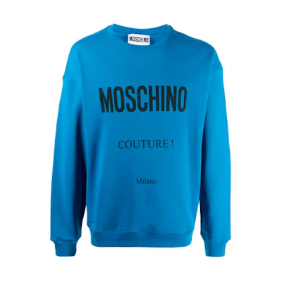 MOSCHINO Blue Crewneck Sweatshirt with Logo Print 1730-5227-1298
