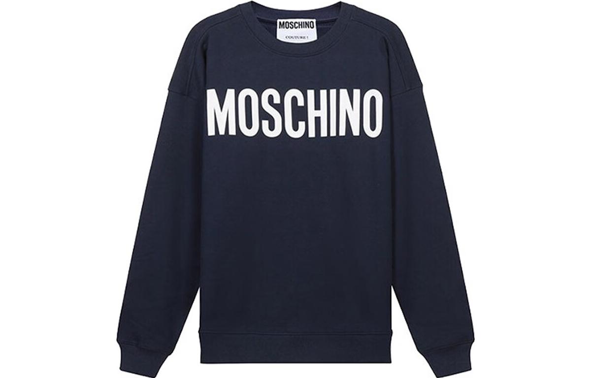MOSCHINO Blue Letter Print Pullover Sweatshirt 1718-2027-1290