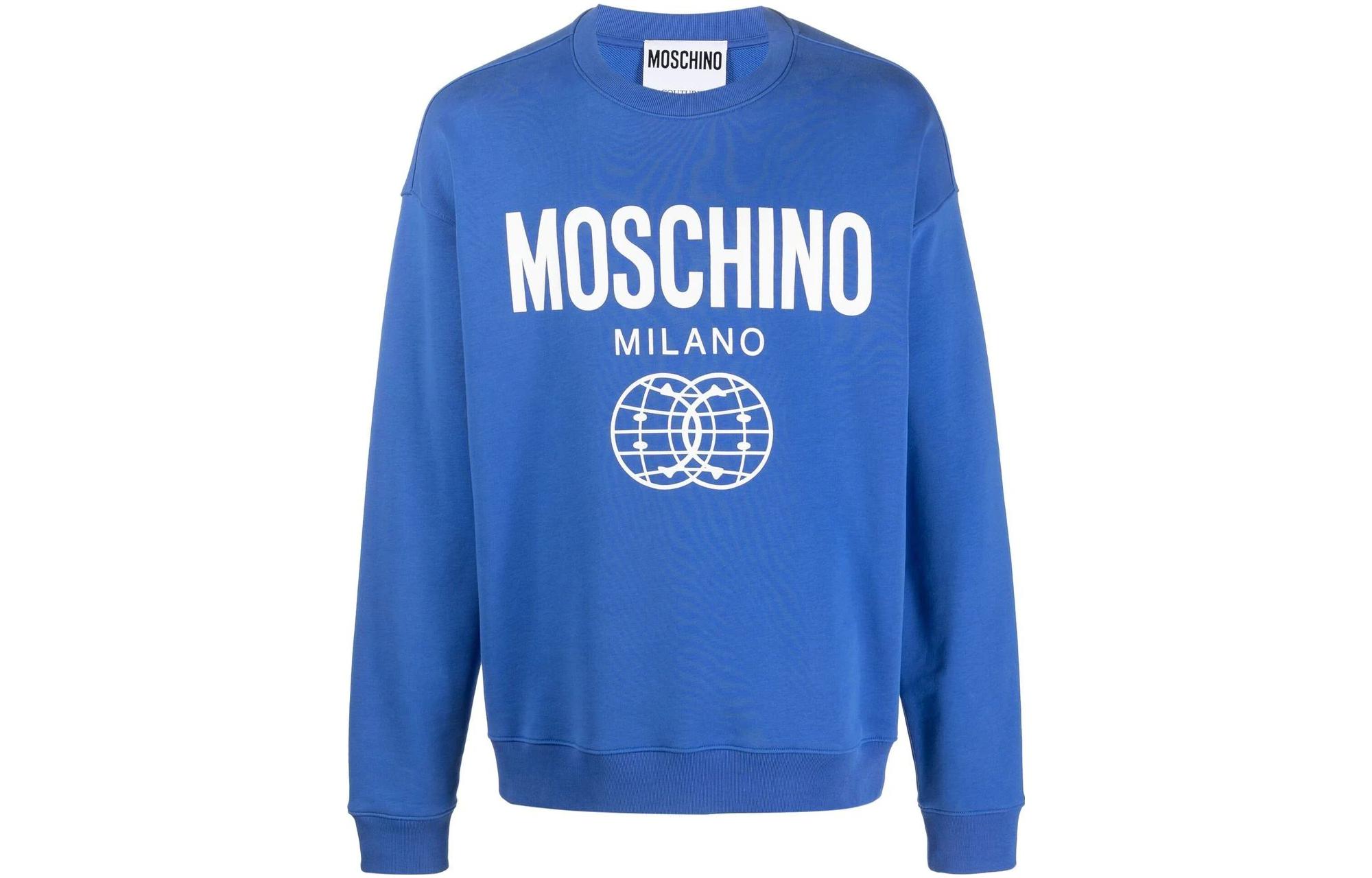 MOSCHINO Blue Logo Print Crewneck Sweatshirt Long Sleeve A1733-2028-1297