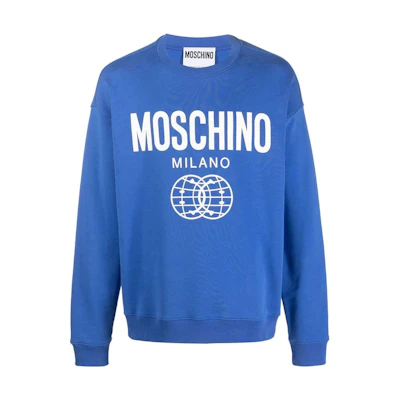 MOSCHINO Blue Logo Print Crewneck Sweatshirt Long Sleeve A1733-2028-1297
