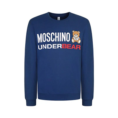 MOSCHINO Blue Pullover Sweatshirt with Teddy Bear Logo Print 1-A1701-8112-0290