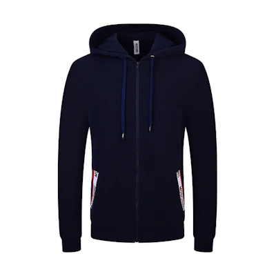 MOSCHINO Blue Solid Color Cotton Zip Hoodie Sweatshirt 1-A1705-8101-0290