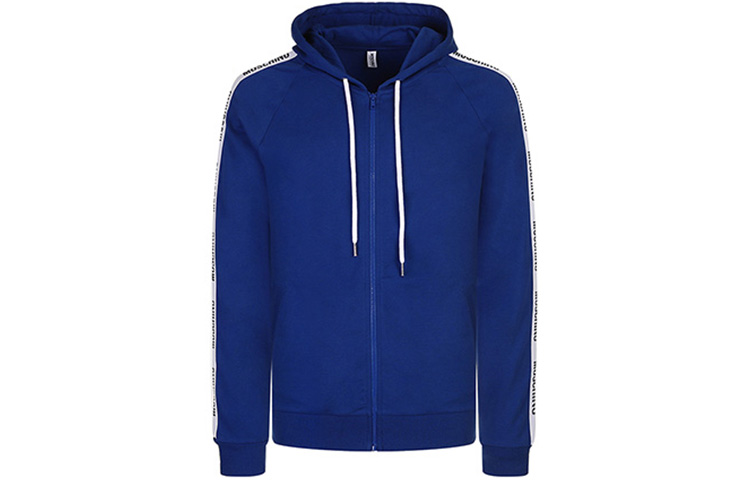 MOSCHINO Blue Zip Hoodie with Logo Tape Design 1-V1707-8112-0290