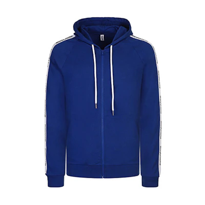 MOSCHINO Blue Zip Hoodie with Logo Tape Design 1-V1707-8112-0290