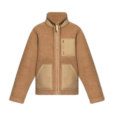 MOSCHINO Brown Stand Collar Zip Pocket Long Sleeve Jacket A0620-5268-1081
