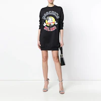Shop MOSCHINO 卡通印花黑色長袖連衣裙衛衣。 A0454-0541-3555