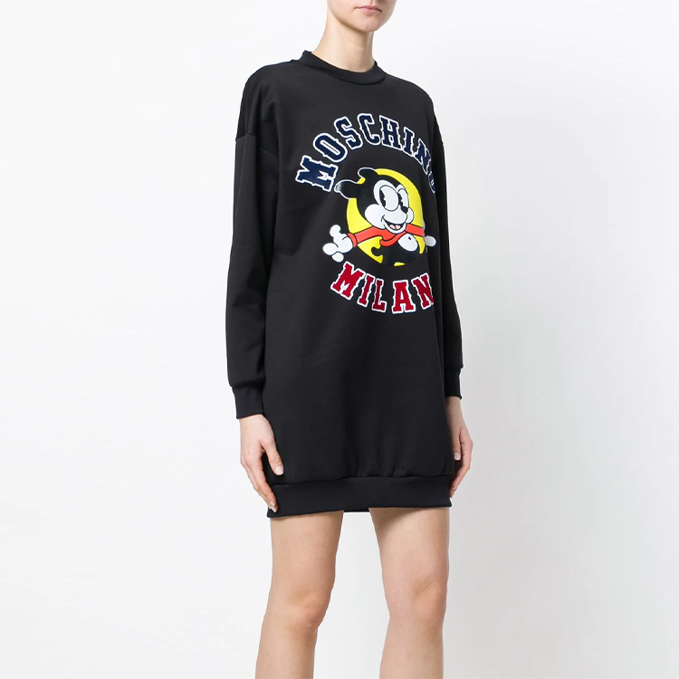 Details for 모스키노 만화 프린트 긴팔 스웻셔츠 원피스 블랙. A0454-0541-3555