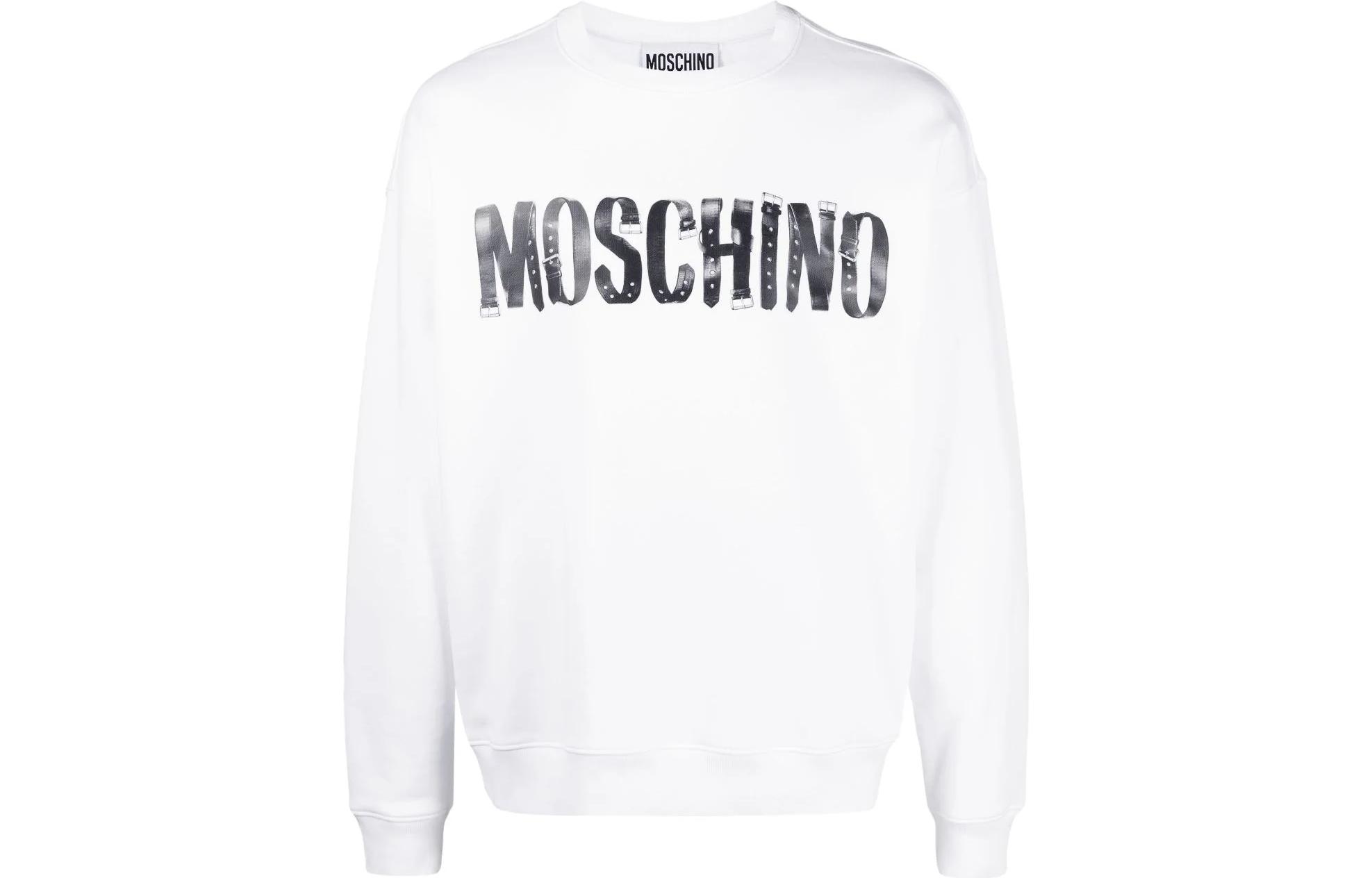 MOSCHINO Casual Loose-Fit Crewneck Long-Sleeve Sweatshirt White HMF060LCA1460018