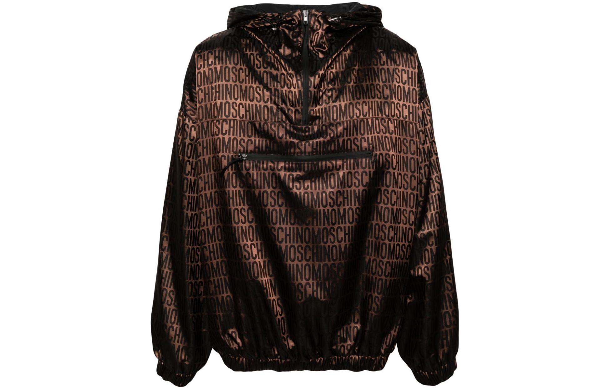 MOSCHINO Classic Logo Jacquard Hoodie Jacket Brown A061626161103