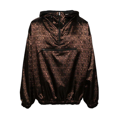 MOSCHINO Classic Logo Jacquard Hoodie Jacket Brown A061626161103