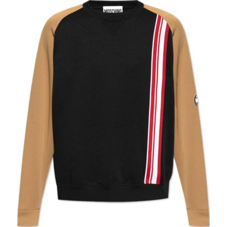 MOSCHINO Color-Block Crewneck Pullover Sweatshirt Black A1726-7029-1555