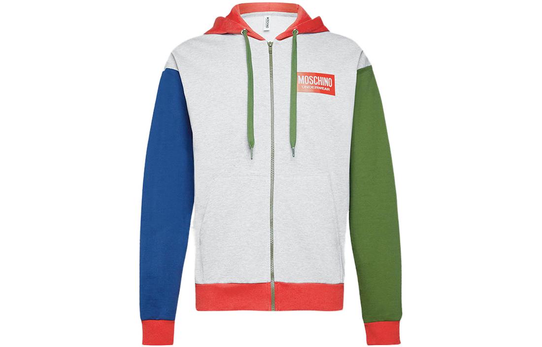 MOSCHINO Colorblock Logo Letter Print Hoodie Men’s White A1714-8111-1888