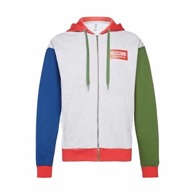 MOSCHINO Colorblock Logo Letter Print Hoodie Men’s White A1714-8111-1888