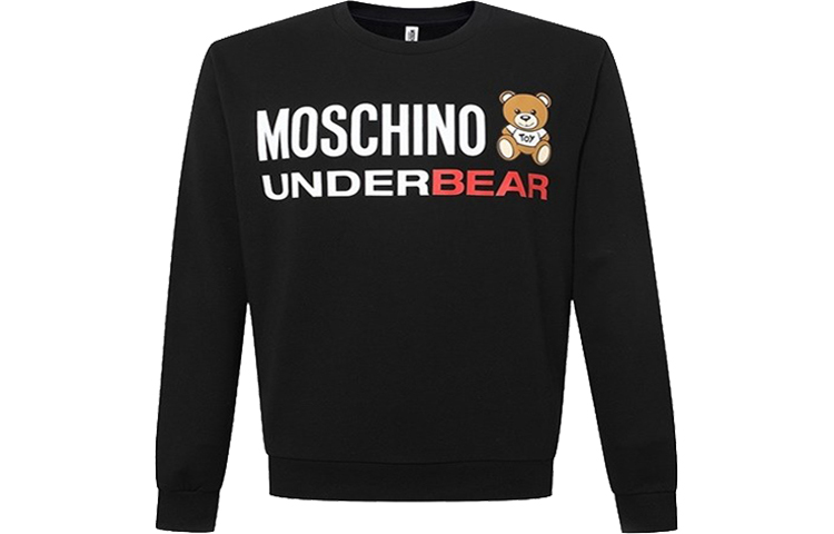 Moschino Cotton Logo Crewneck Sweatshirt Unisex Black Long Sleeve A1701-8106-555