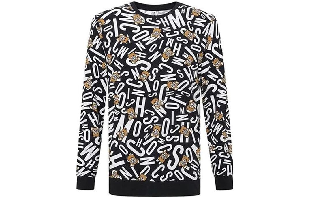 MOSCHINO Crewneck Logo Print Slim Fit Sweatshirt Black T18108104-1555