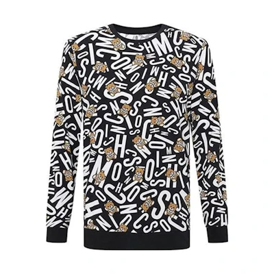 MOSCHINO Crewneck Logo Print Slim Fit Sweatshirt Black T18108104-1555