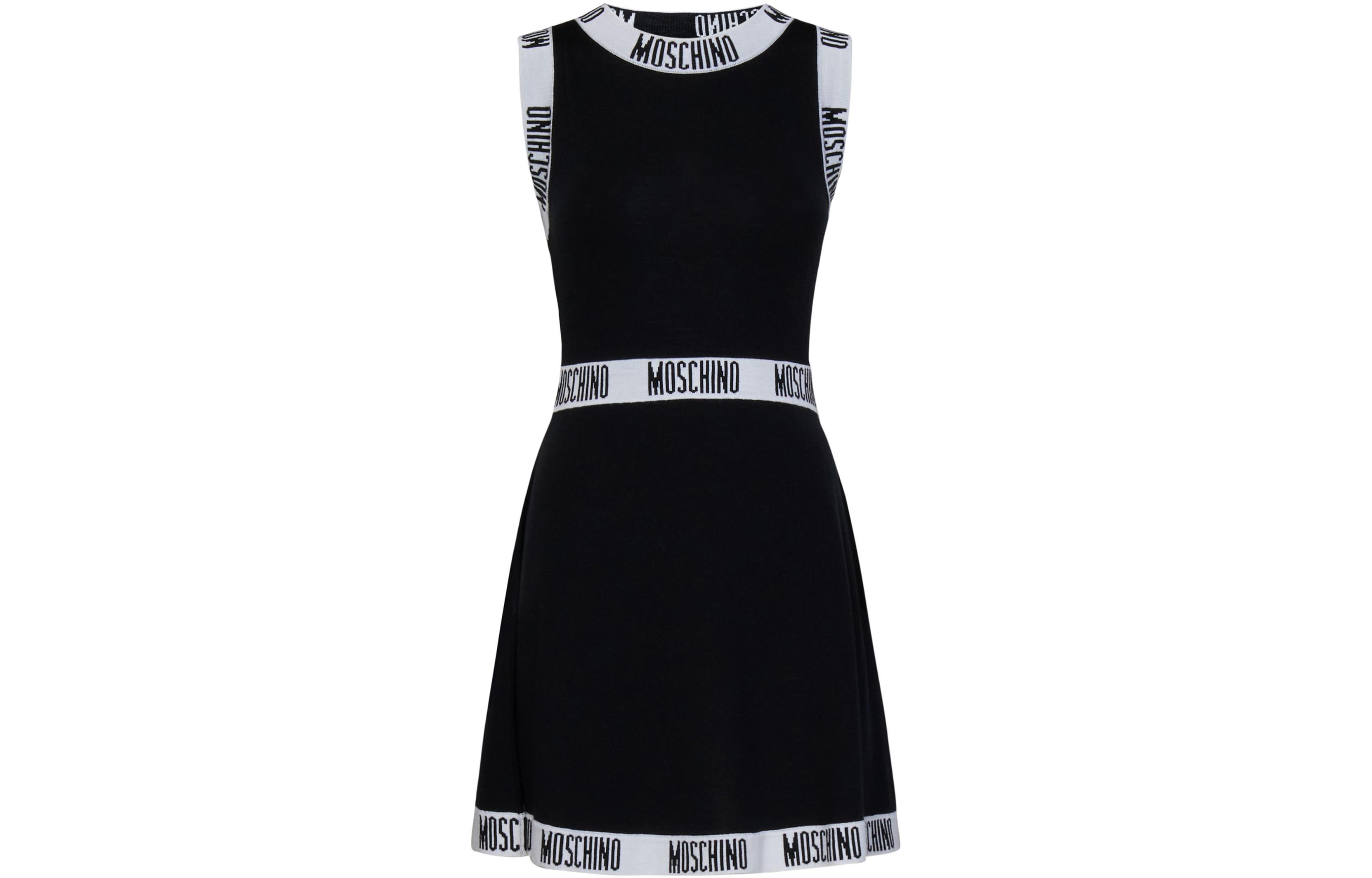 MOSCHINO Cute Letter Slim Fit Sleeveless Mini Dress Black. A0485-5400-3555