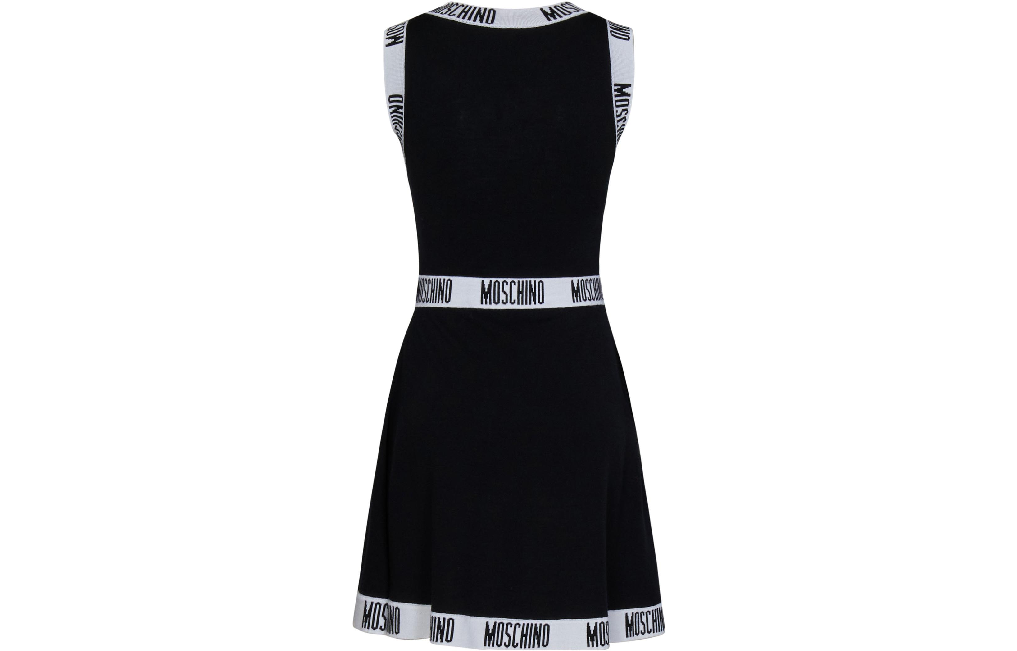 Lookbook 모스키노 큐트 레터 슬림핏 민소매 미니 드레스 블랙. A0485-5400-3555