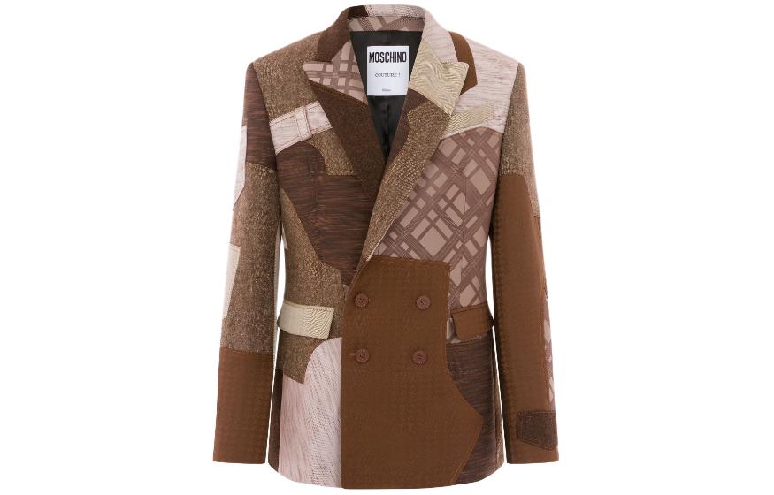 Moschino Double-Breasted Patchwork Jacket Brown A0501-5213-1888