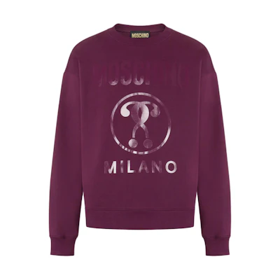 Moschino Double Question Mark Organic Cotton Sweatshirt Pink Mens Crewneck A1702-7028-0195