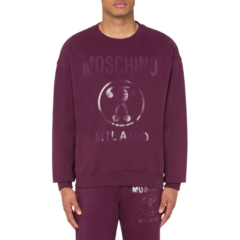 Lookbook Moschino Double Question Mark Organic Cotton Sweatshirt Pink Mens Crewneck A1702-7028-0195