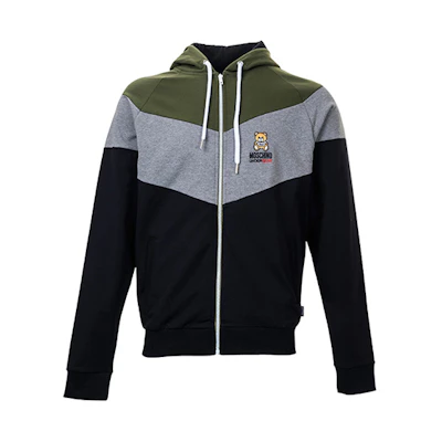 Moschino Embroidered Bear Colorblock Hoodie Jacket Black () A1706-8101-1430