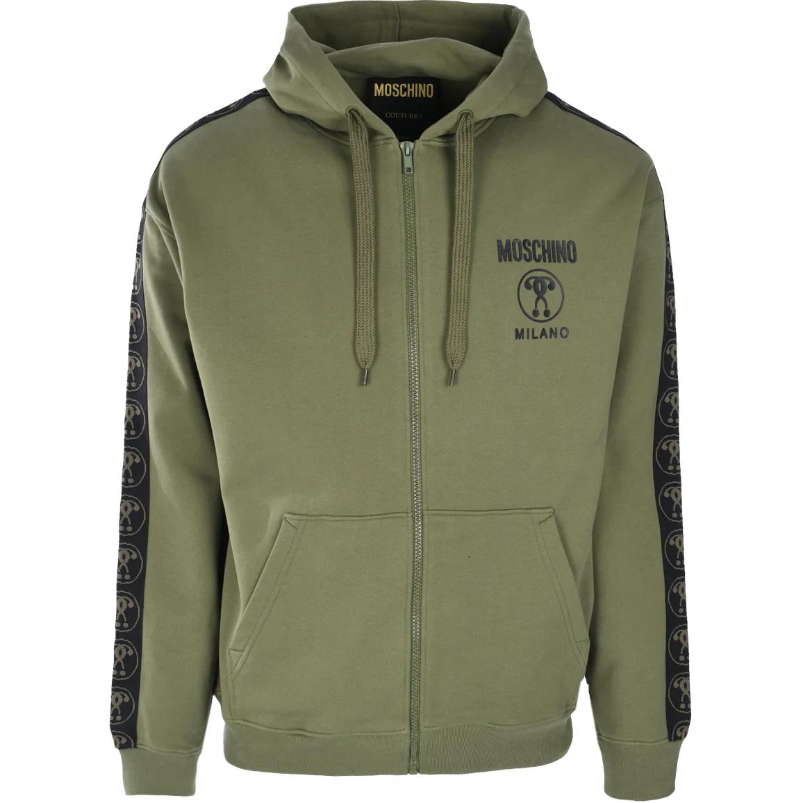MOSCHINO Embroidered Logo Olive Green Hoodie Jacket for Men A1724-7028-1427