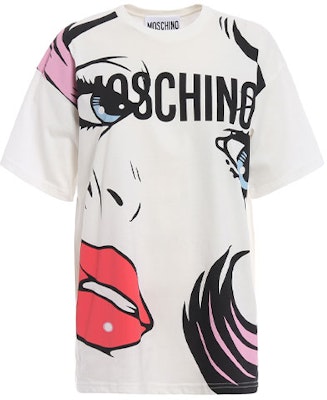 MOSCHINO 臉部圖案寬鬆男女白色T恤 3XA0778-9140-3002 Buy MOSCHINO 臉部圖案寬鬆男女白色T恤 3XA0778-9140-3002