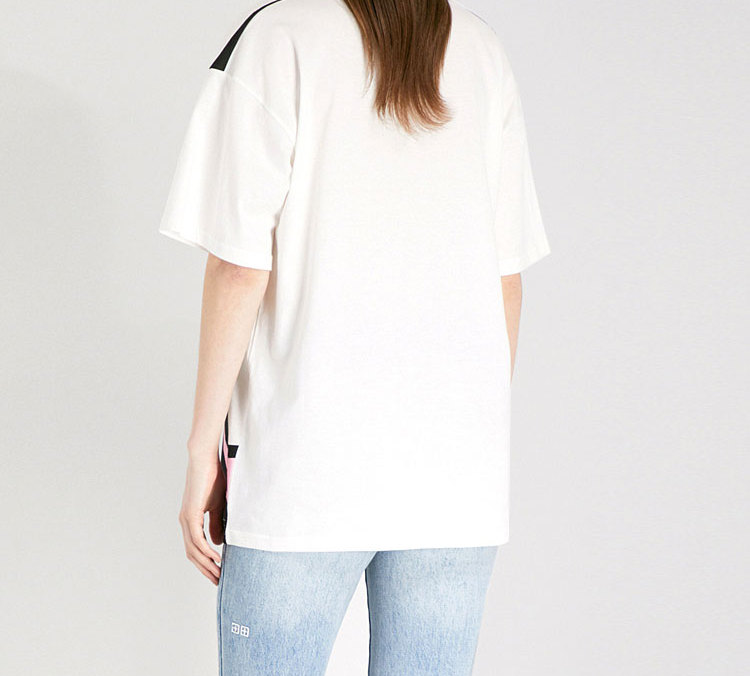 Shop MOSCHINO 臉部圖案寬鬆男女白色T恤 3XA0778-9140-3002