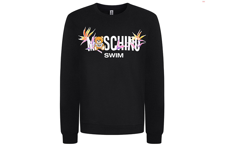 MOSCHINO Flamingo Crewneck Pullover Sweatshirt Black V1706-2312-0555