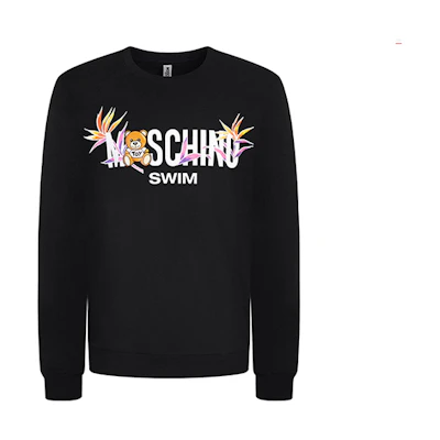 MOSCHINO Flamingo Crewneck Pullover Sweatshirt Black V1706-2312-0555