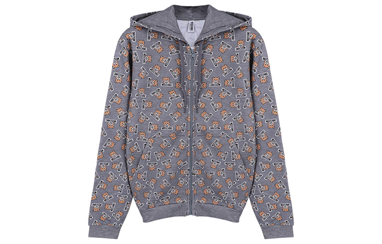MOSCHINO Full Bear Hoodie Zip Jacket Grey Z-T1703-8105-1506